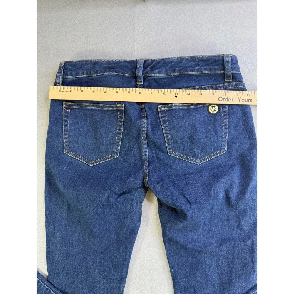 MICHAEL KORS Skinny Fit Jeans Zipper Accents Mid Rise Blue Denim Size 6